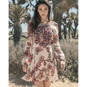For Love and Lemons Sierra Silk Mini Dress Floral XS